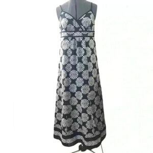 style & co Black and White Maxi Thin strap boho dress Women 8 Petite